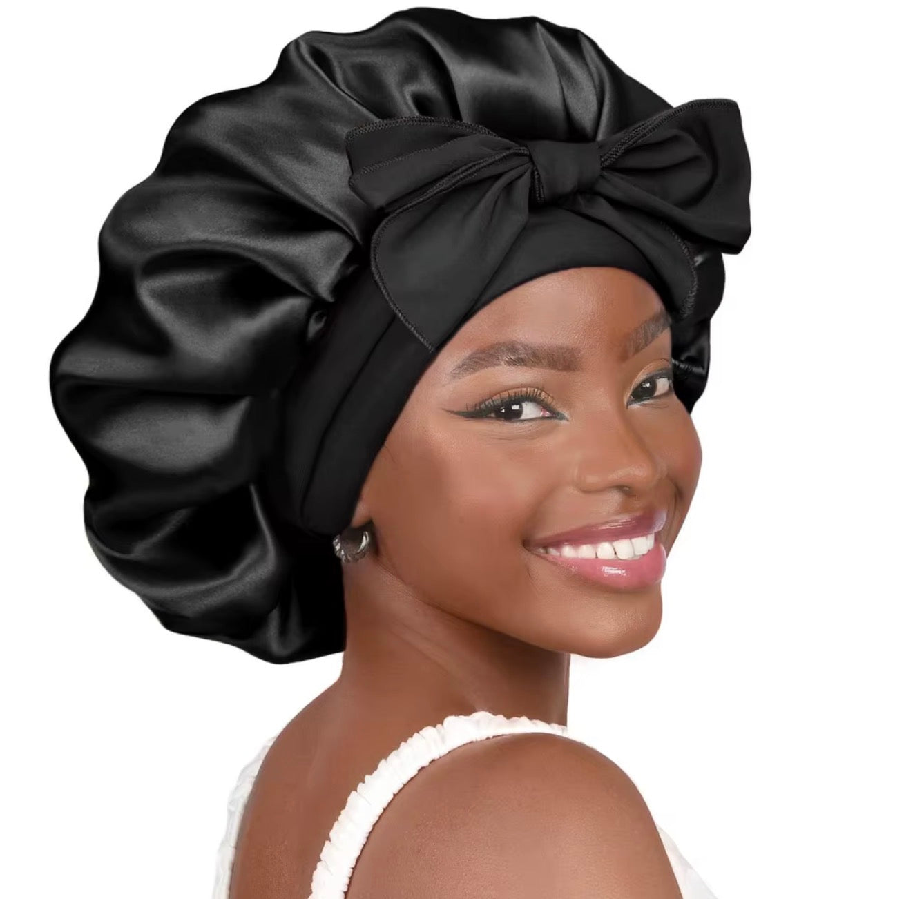 Silque Luna Satin Tie Bonnet